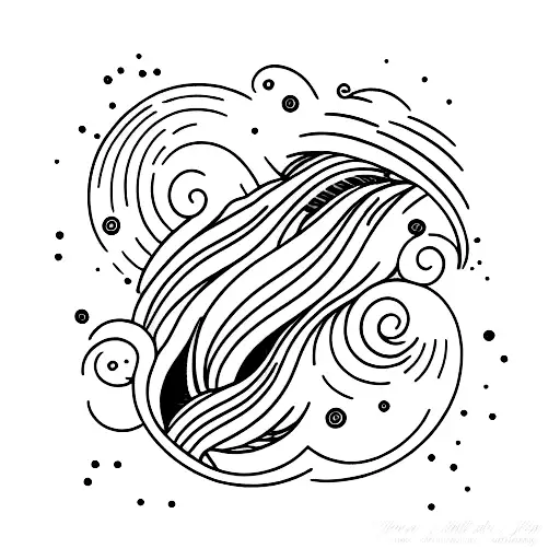 Tattoo Sleeve That Includes Ocean Waves And The Night Sky