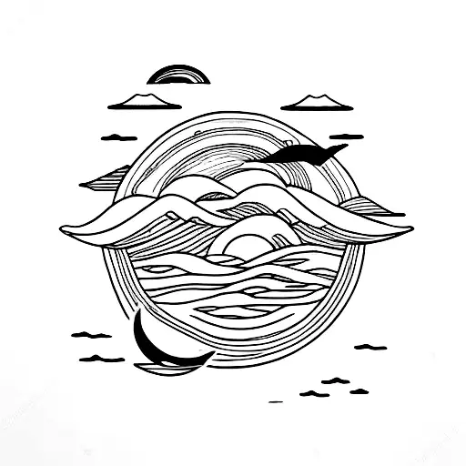 Sleeve That Includes Ocean Waves And The Night Sky