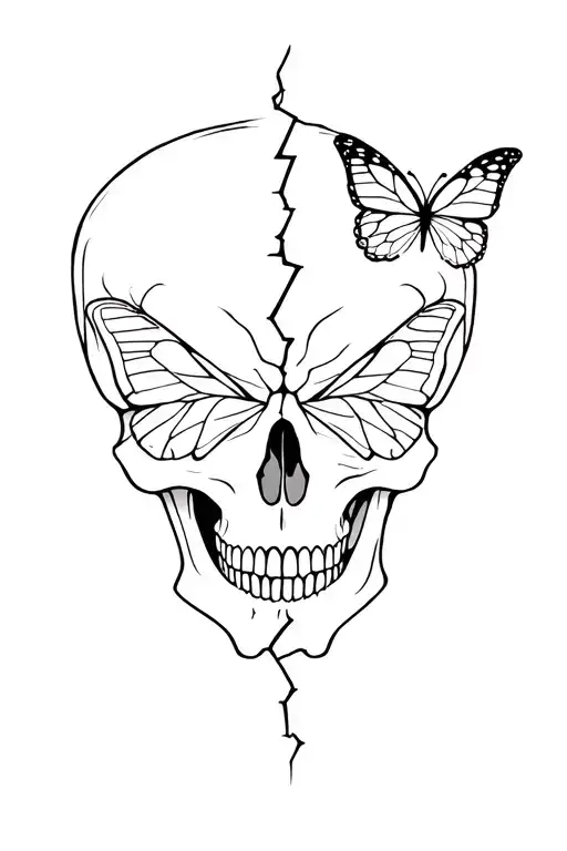 Broken Skull Of Butterflies