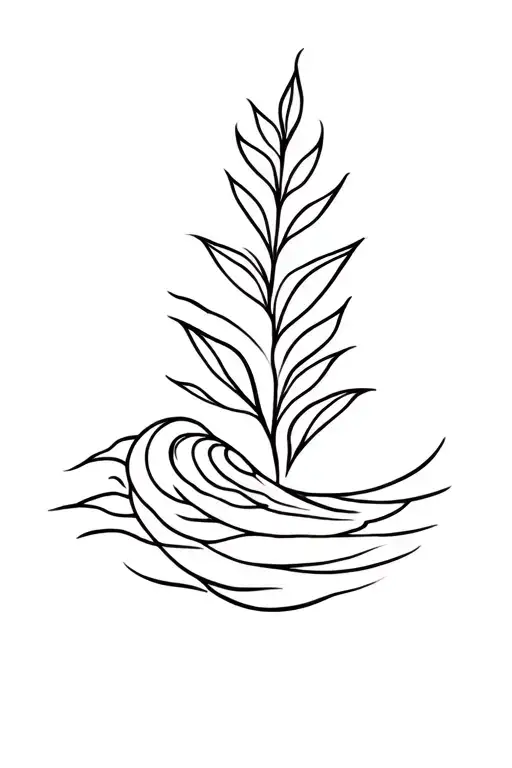 Wave With A Plant In It