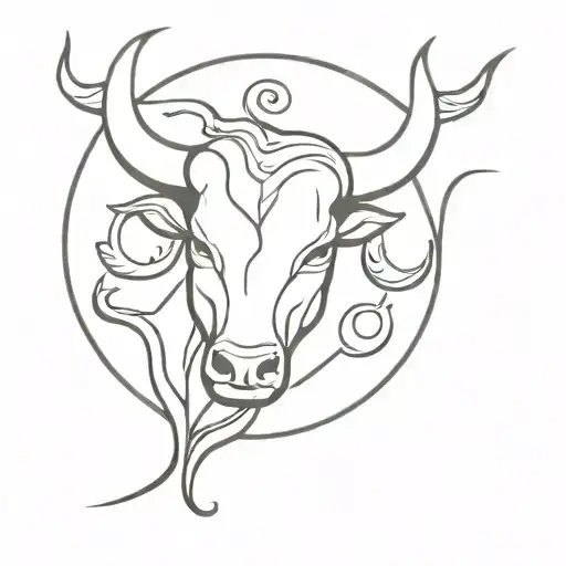 Taurus Zodiac Sign Incorporated With Ares Greek God Symbol