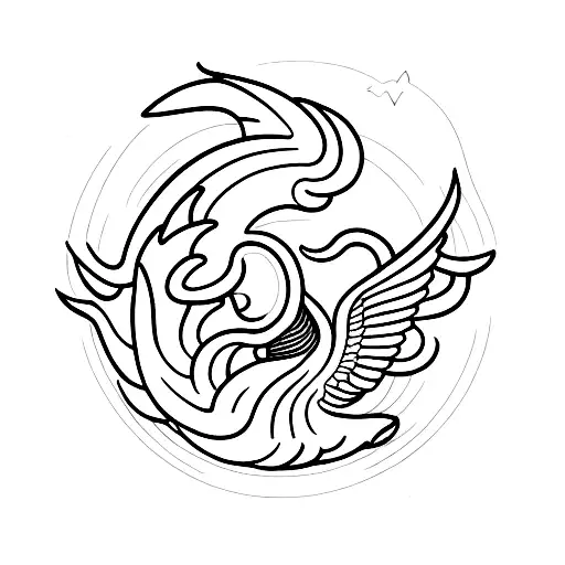 Phoenix With Beach Sun Wave