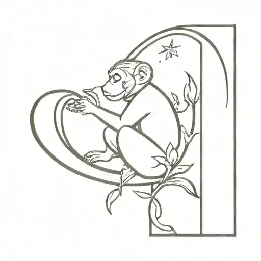 A Crescent Moon With A Monkey Sitting In It Holding May Lily's