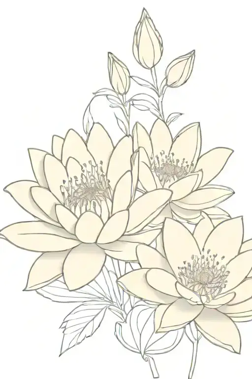 Water Lily And Delphinium Flower Emerging