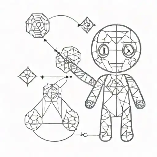 A Voodoo Doll With Intricate Geometric Patterns And Symbols Representing Protection And Healing