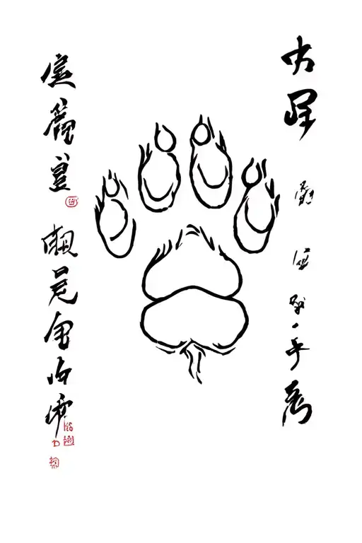 Dog Paw With Kanji Written