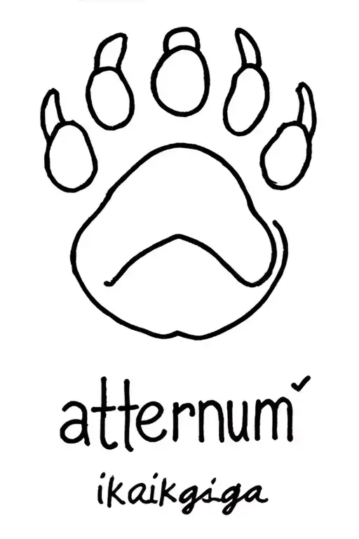 Dog Paw With Ikigai Symbol And Aeternum Phrase Written