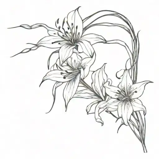 Spider Lily Flower & Lilly Flower Intertwined