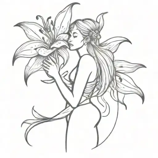 Fairy Holding Tiger Lily Flower