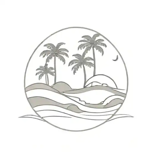 Ocean Waves And Palm Trees