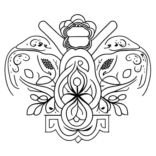 Floral Back Tattoo With Latin Working