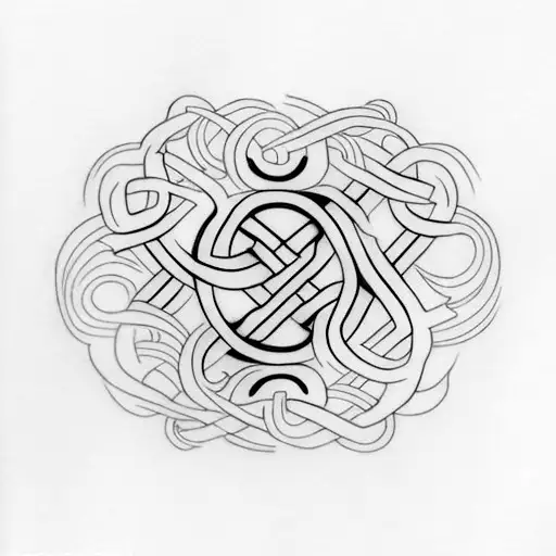 A Nature-inspired Tattoo Featuring Norse Symbols Intertwined With Flames