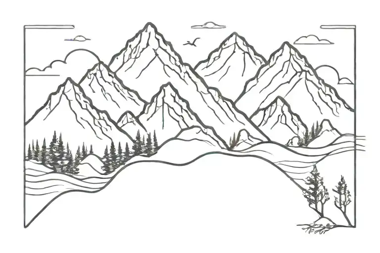 2 Mountains With 3 Smaller Mountains On The Front Line Work