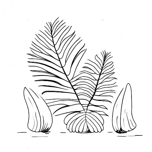 Cacao Bean With A Palm Tree