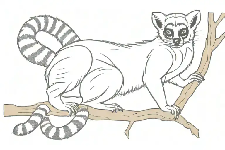 Outline Of A Lemur Lying Down Flat On A Branch In The Sun