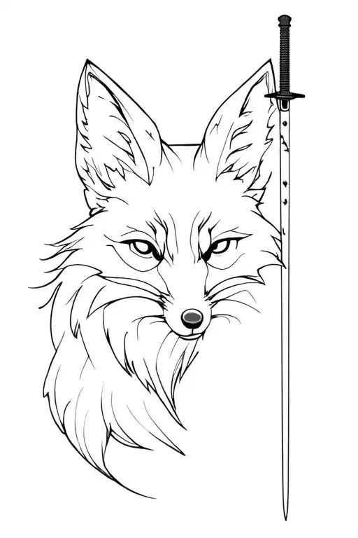 A Katana Being Contoured Outside By A Fox