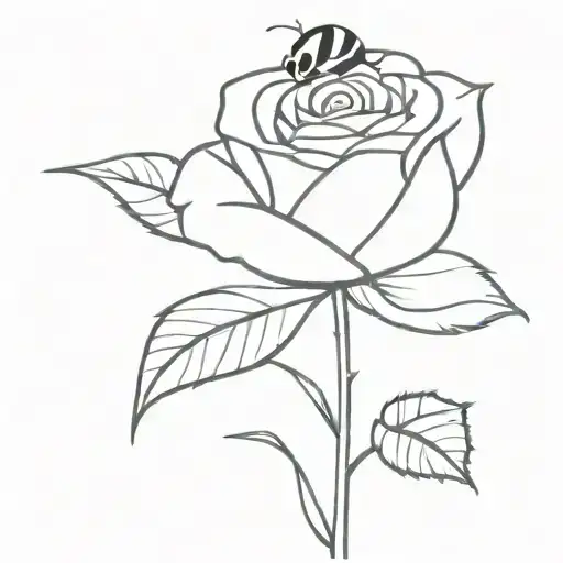 Small Rose With Ladybug On The Stem