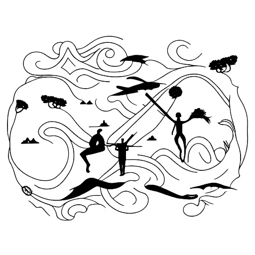 Silhouette Of Person In Nature Tattoo Minimalist