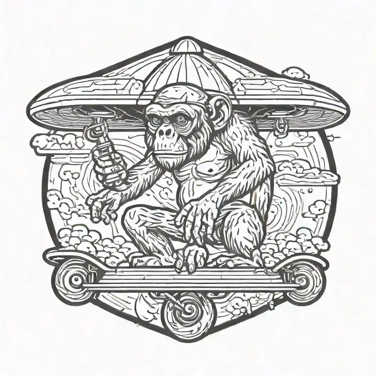 Mushroom Stoned Ape Skateboard Ufo