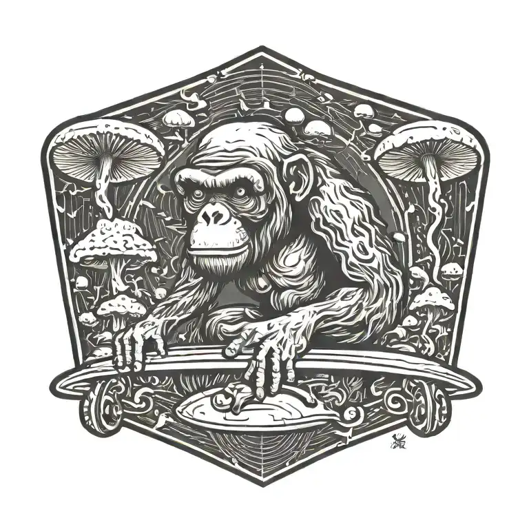Mushroom Stoned Ape Skateboard Ufo