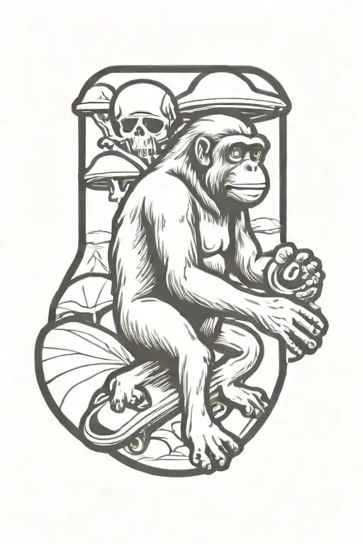 Mushroom Stoned Ape Skateboard Ufo