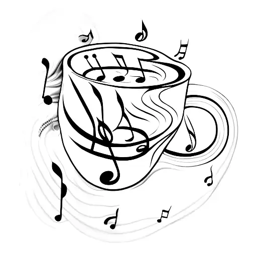 A Coffee Cup With Musical Notes Pouring Out As Steam