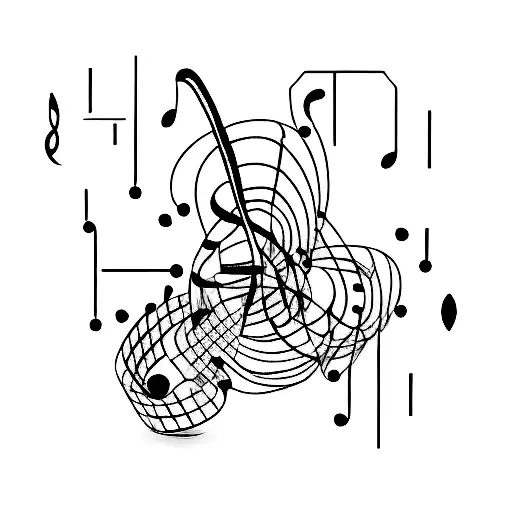 A Minimalist Tattoo Of A Music Note Intertwined With A Circuit Board