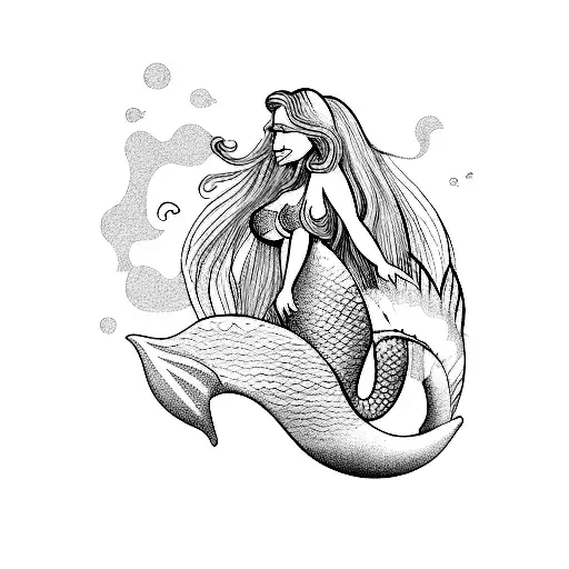 Mermaid Riding A Wave