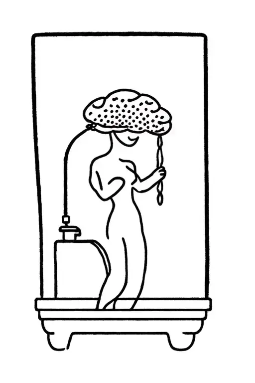Stick Figure Taking Shower Cap And Hotel