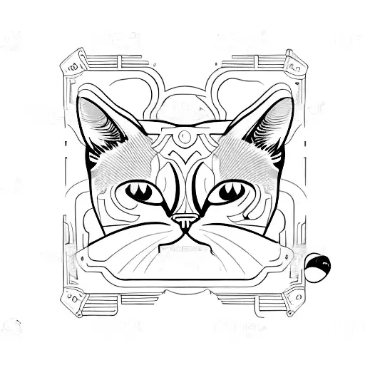 A Minimalist Tattoo Of A Siamese Cat Playing A Video Game