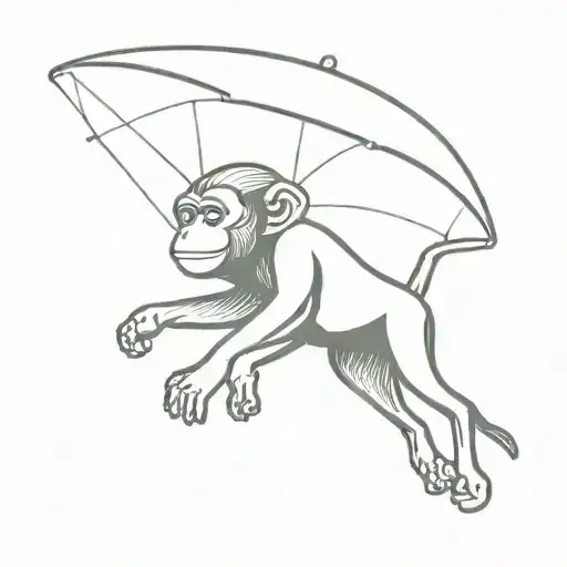 Monkey And A Parachute Hanging