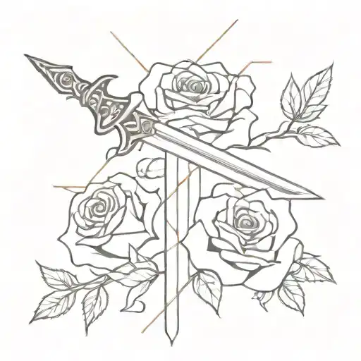 Minimalist Sword With Rose Details Incorporated Within