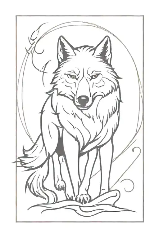 Wolf And Fire Element Symbol