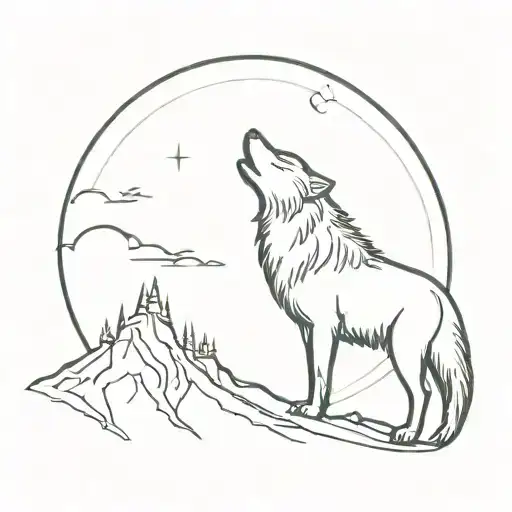 Wolf Howling At The Moon To Challenge The World