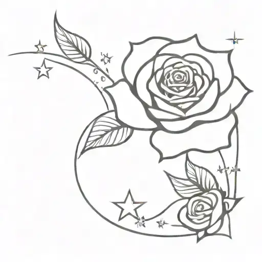 Rose And Stars Forming The Shape