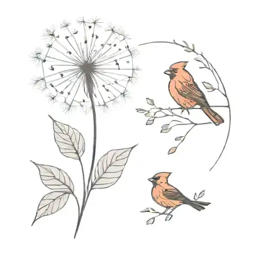 Dandelion And Cardinal