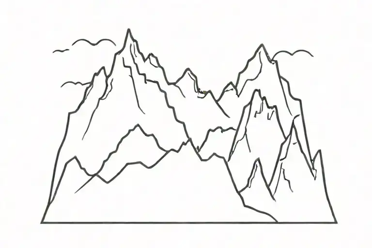 A Simple Row Of Mountain Landscape Tattoo In A Line