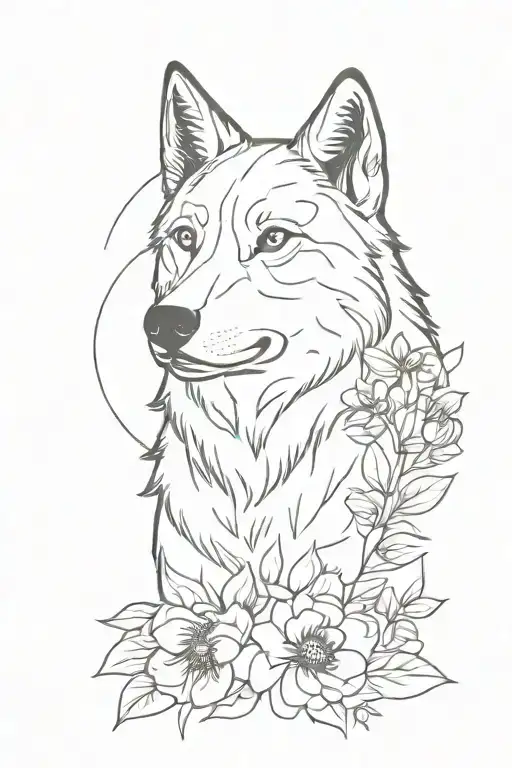 Wolf With Flowers
