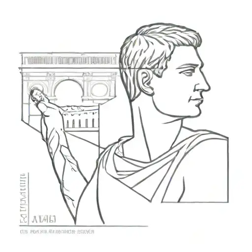 Shoulder And Arm Modern Tattoo Combining Rimini's Arch Of Augustus And Its Beach With Little Details
