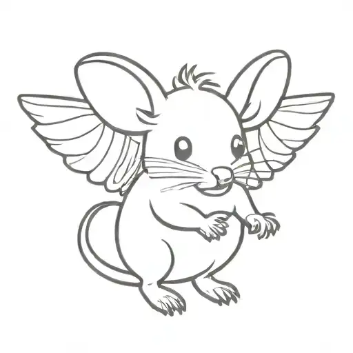 A Little Mouse With Wings Flying