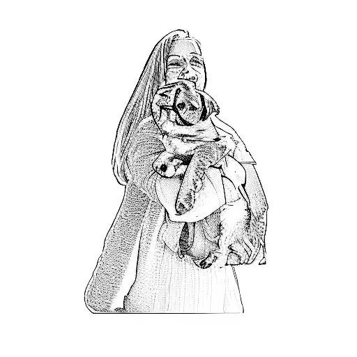 A Woman Holding A Dog