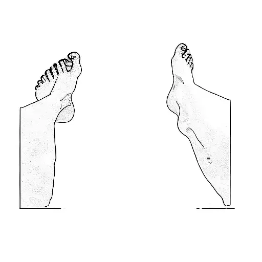 Two People's Feet By The Ocean At The Beach