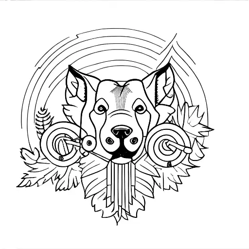 A Minimalist Tattoo Of A Veterinarian Symbol With Animals In A Forest