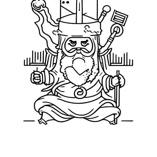 Minimal Sideways Tarot Card Hermit Which Is Small And Without Card Border Anime Style