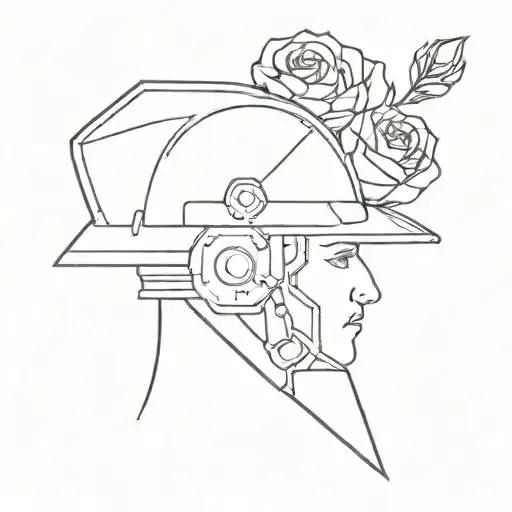 A Helmet Of Engineer Besides With A Rose On The Top