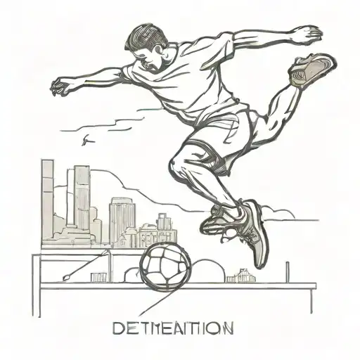 A Rooftop Scene With A Football Player Kicking A Ball And A Quote About Determination