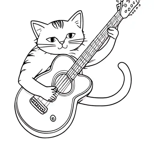 Cat Playing A Guitar