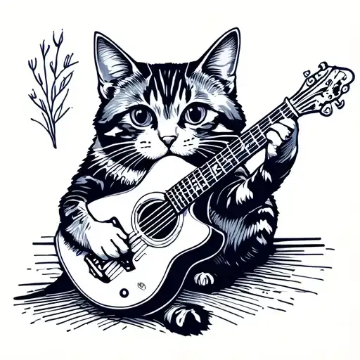 Cat Playing A Guitar