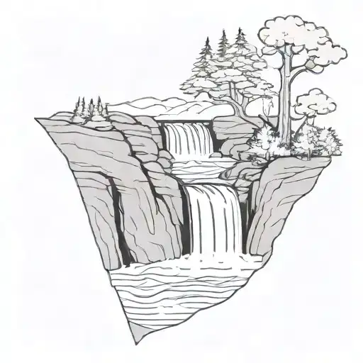 Small Waterfall In A Forest Flowing Right To Left