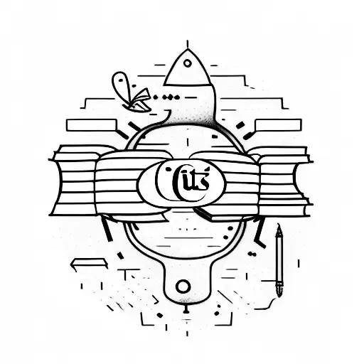 A Minimalist Tattoo Of A Book With The Word 'Estudos' Written On It